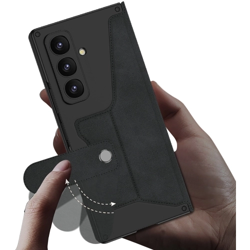 Samsung Galaxy Z Fold 7 Kılıf Kamera Korumalı Karbon Tasarımlı Kıpta Kalemli Fest Kapak - Titanyum