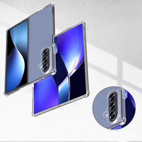 Samsung Galaxy Z Fold 7 Kılıf Köşe Korumalı Airbag Şeffaf Silikon Anti-Shock - Şeffaf