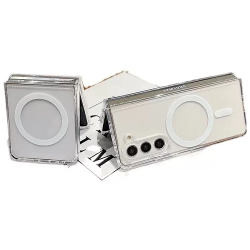Samsung Galaxy Z Fold 7 Kılıf Magsafe Şarj Özellikli Şeffaf Sert PC Embos Kapak - Şeffaf