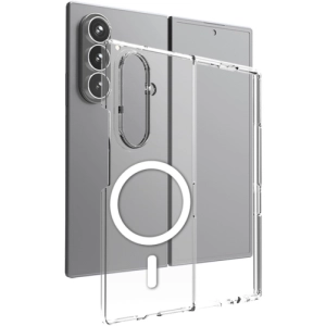 Samsung Galaxy Z Fold 7 Kılıf Magsafe Şarj Özellikli Şeffaf Tek Kamera Çerçeveli Porto Kapak - Şeffaf