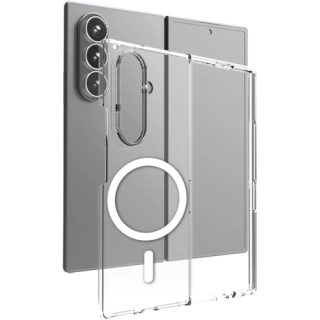 Samsung Galaxy Z Fold 7 Kılıf Magsafe Şarj Özellikli Şeffaf Tek Kamera Çerçeveli Porto Kapak - Şeffaf