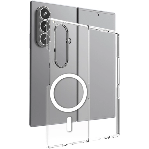 Samsung Galaxy Z Fold 7 Kılıf Magsafe Şarj Özellikli Şeffaf Tek Kamera Çerçeveli Porto Kapak - Şeffaf