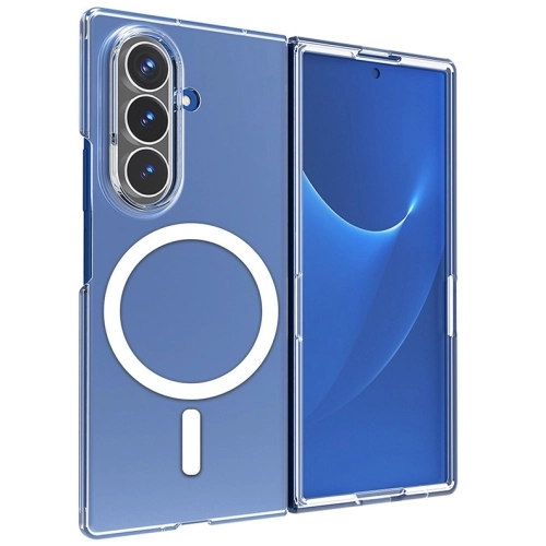 Samsung Galaxy Z Fold 7 Kılıf Magsafe Şarj Özellikli Şeffaf Tek Kamera Çerçeveli Porto Kapak - Şeffaf