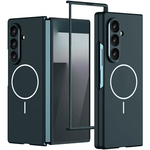 Samsung Galaxy Z Fold 7 Kılıf Magsafe Uyumlu Kıpta Kablosuz Şarj Destekli Kapak - Koyu Yeşil