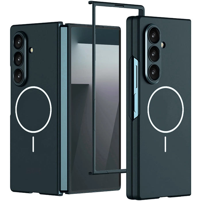 Samsung Galaxy Z Fold 7 Kılıf Magsafe Uyumlu Kıpta Kablosuz Şarj Destekli Kapak - Koyu Yeşil