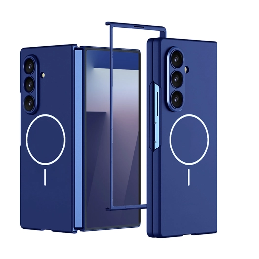 Samsung Galaxy Z Fold 7 Kılıf Magsafe Uyumlu Kıpta Kablosuz Şarj Destekli Kapak - Lacivert
