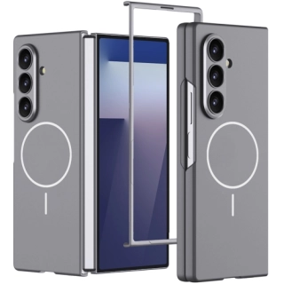 Samsung Galaxy Z Fold 7 Kılıf Magsafe Uyumlu Kıpta Kablosuz Şarj Destekli Kapak - Gri