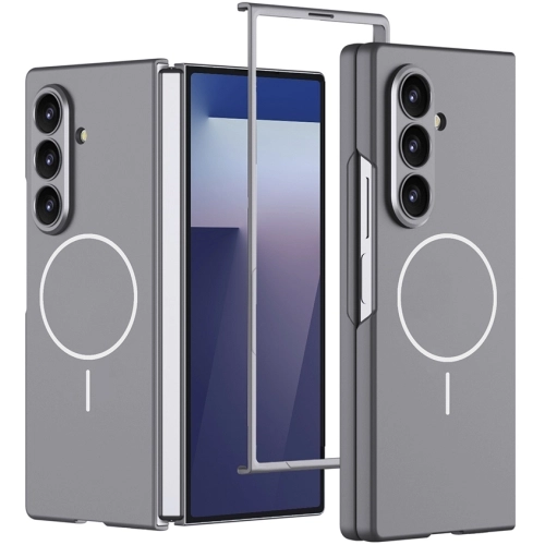 Samsung Galaxy Z Fold 7 Kılıf Magsafe Uyumlu Kıpta Kablosuz Şarj Destekli Kapak - Gri