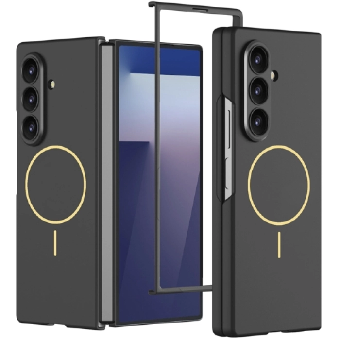 Samsung Galaxy Z Fold 7 Kılıf Magsafe Uyumlu Kıpta Kablosuz Şarj Destekli Kapak - Siyah