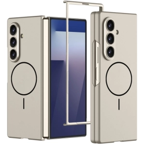 Samsung Galaxy Z Fold 7 Kılıf Magsafe Uyumlu Kıpta Kablosuz Şarj Destekli Kapak - Titanyum