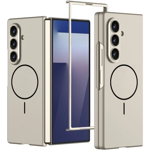 Samsung Galaxy Z Fold 7 Kılıf Magsafe Uyumlu Kıpta Kablosuz Şarj Destekli Kapak - Titanyum