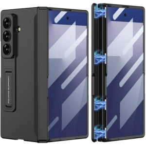 Samsung Galaxy Z Fold 7 Kılıf Mıknatıslı Standlı Premium Lux M-Magnet Kapak - Siyah