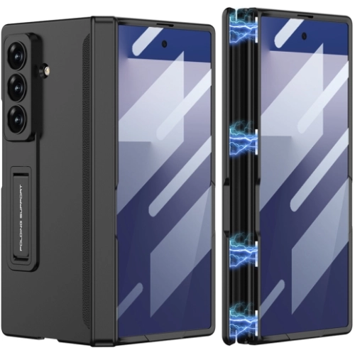 Samsung Galaxy Z Fold 7 Kılıf Mıknatıslı Standlı Premium Lux M-Magnet Kapak - Siyah