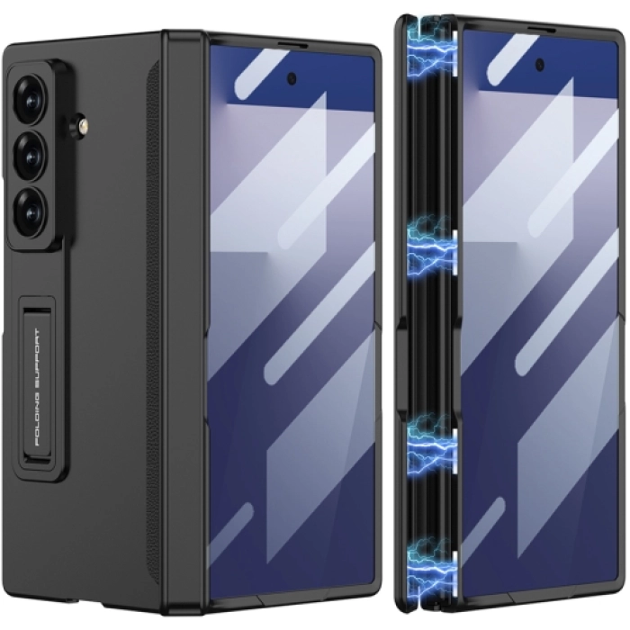 Samsung Galaxy Z Fold 7 Kılıf Mıknatıslı Standlı Premium Lux M-Magnet Kapak - Siyah