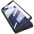 Samsung Galaxy Z Fold 7 Kılıf Standlı Kıpta Qstand Kapak, Cam Koruyuculu Tam Set - Siyah