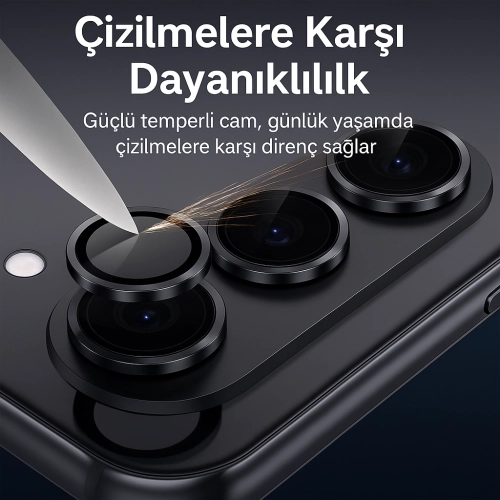Samsung Galaxy Z Fold 7 Lens Kamera Koruyucu Parmak İzi Bırakmaz CL-07 - Siyah