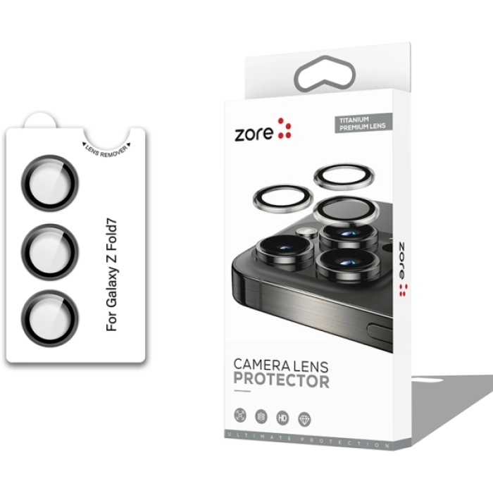 Samsung Galaxy Z Fold 7 Lens Kamera Koruyucu Parmak İzi Bırakmayan Anti-Reflective CL-12 - Siyah