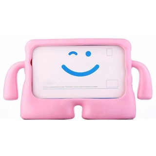 Samsung Tab A S6 Lite (P610) Kılıf Çocuklar İçin Standlı Eğlenceli Korumalı Silikon Tablet Kılıfı - Açık Pembe