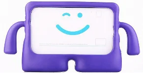 Samsung Tab A S6 Lite (P610) Kılıf Çocuklar İçin Standlı Eğlenceli Korumalı Silikon Tablet Kılıfı - Mor