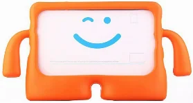 Samsung Tab A S6 Lite (P610) Kılıf Çocuklar İçin Standlı Eğlenceli Korumalı Silikon Tablet Kılıfı - Turuncu