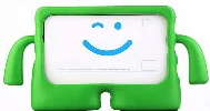 Samsung Tab A S6 Lite (P610) Kılıf Çocuklar İçin Standlı Eğlenceli Korumalı Silikon Tablet Kılıfı - Yeşil