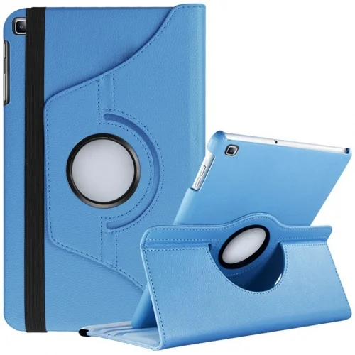 Samsung Tab A S6 Lite (P610) Tablet Kılıfı 360 Derece Dönebilen Standlı Kapak - Mavi