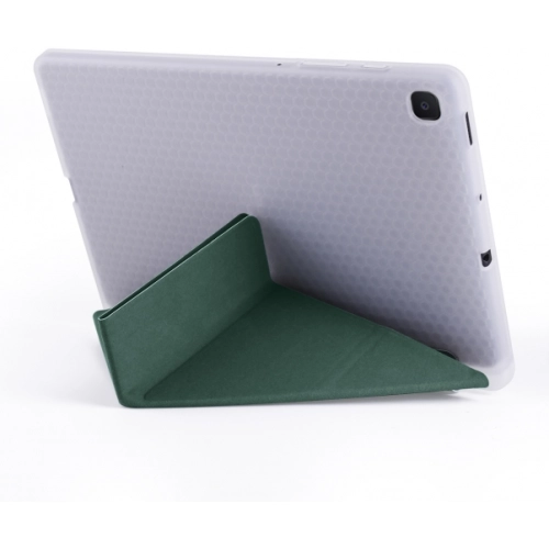 Samsung Tab A S6 Lite (P610) Tablet Kılıfı Standlı Tri Folding Kalemlikli Silikon Smart Cover - Koyu Yeşil