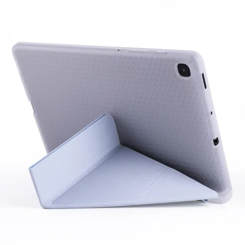 Samsung Tab A S6 Lite (P610) Tablet Kılıfı Standlı Tri Folding Kalemlikli Silikon Smart Cover - Mavi