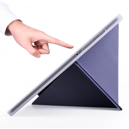 Samsung Tab A S6 Lite (P610) Tablet Kılıfı Standlı Tri Folding Kalemlikli Silikon Smart Cover - Mor