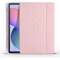 Samsung Tab A S6 Lite (P610) Tablet Kılıfı Standlı Tri Folding Kalemlikli Silikon Smart Cover - Pembe