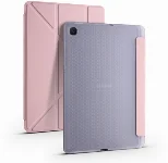 Samsung Tab A S6 Lite (P610) Tablet Kılıfı Standlı Tri Folding Kalemlikli Silikon Smart Cover - Pembe