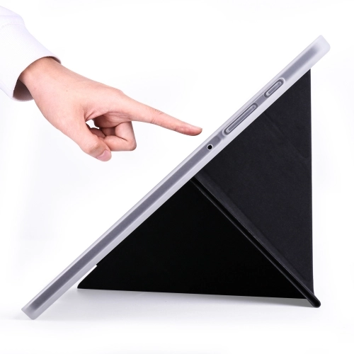Samsung Tab A S6 Lite (P610) Tablet Kılıfı Standlı Tri Folding Kalemlikli Silikon Smart Cover - Siyah