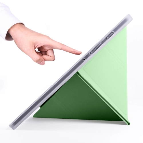 Samsung Tab A S6 Lite (P610) Tablet Kılıfı Standlı Tri Folding Kalemlikli Silikon Smart Cover - Yeşil