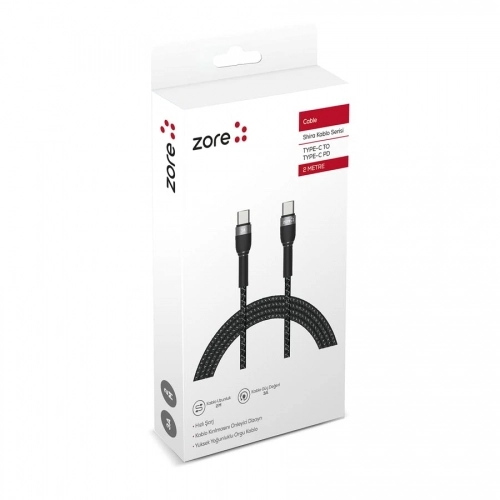 Shira Serisi Şarj Kablosu TypeC To Lightning Apple PD Kablo 480Mbps Hızlı Şarj Destekli 2 Metre - Siyah