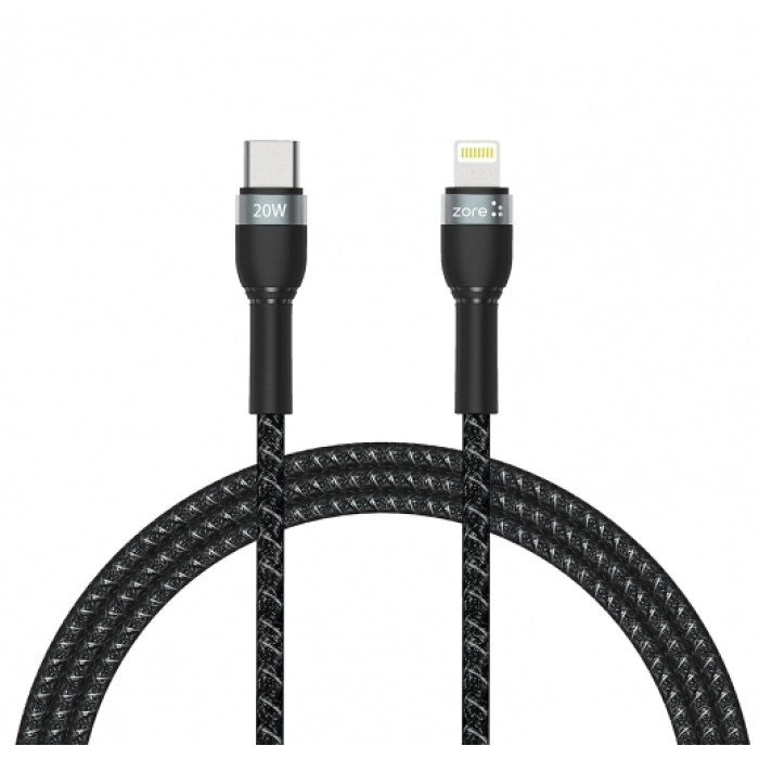 Shira Serisi Şarj Kablosu TypeC To Lightning Apple PD Kablo 480Mbps Hızlı Şarj Destekli 2 Metre - Siyah