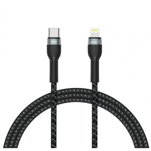 Shira Serisi Şarj Kablosu TypeC To Lightning Apple PD Kablo 480Mbps Hızlı Şarj Destekli 30cm - Siyah