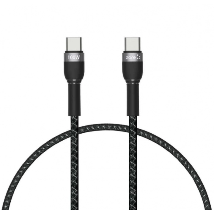 Shira Serisi Şarj Kablosu Type-C To Type-C PD Kablo 480Mbps 100W Hızlı Şarj Destekli 2 Metre - Siyah