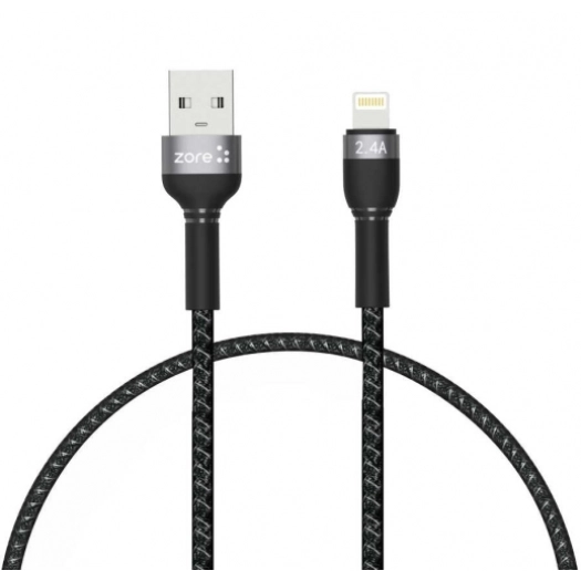 Shira Serisi Şarj Kablosu USB Apple Lightning 30 cm - Siyah