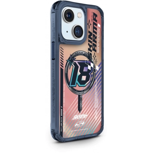 SkinArma Apple iPhone 15 (6.1) Kılıf Magsafe Şarj Özellikli Sticker Yapıştırmalı Drift Kapak - Mavi