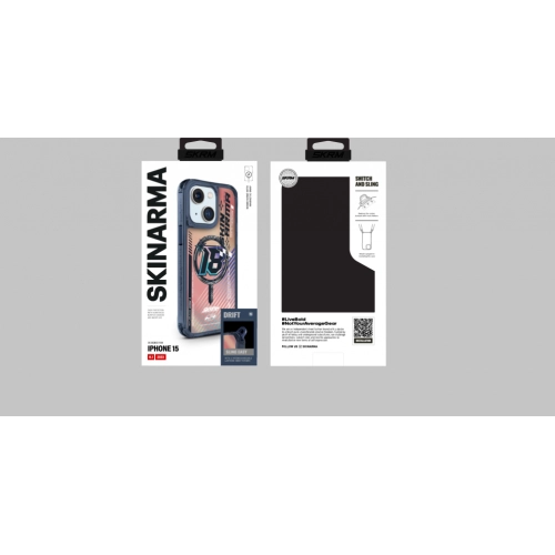 SkinArma Apple iPhone 15 (6.1) Kılıf Magsafe Şarj Özellikli Sticker Yapıştırmalı Drift Kapak - Mavi