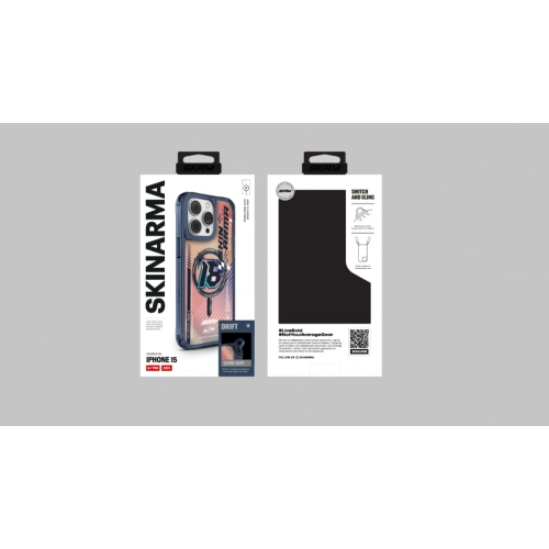 SkinArma Apple iPhone 15 Pro Max (6.7) Kılıf Magsafe Şarj Özellikli Sticker Yapıştırmalı Drift Kapak - Mavi