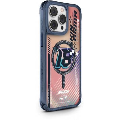 SkinArma Apple iPhone 15 Pro (6.1) Kılıf Magsafe Şarj Özellikli Sticker Yapıştırmalı Drift Kapak - Mavi