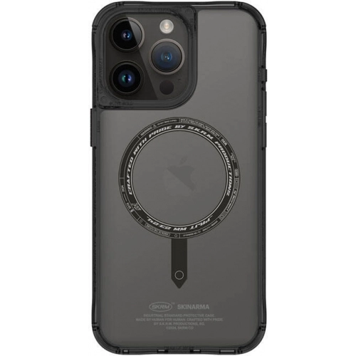 SkinArma Apple iPhone 15 Pro Max (6.7) Kılıf Şeffaf Magsafe Şarj Özellikli Kado Kartlıklı Saido Kapak - Mavi