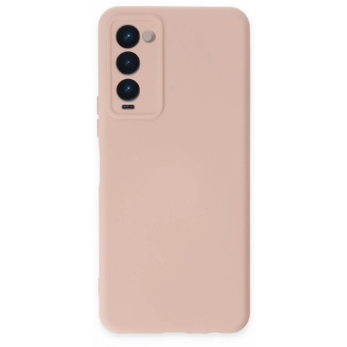 Tecno Camon 18 Kılıf İçi Kadife İnci Esnek Kamera Korumalı Silikon Kapak - Pudra
