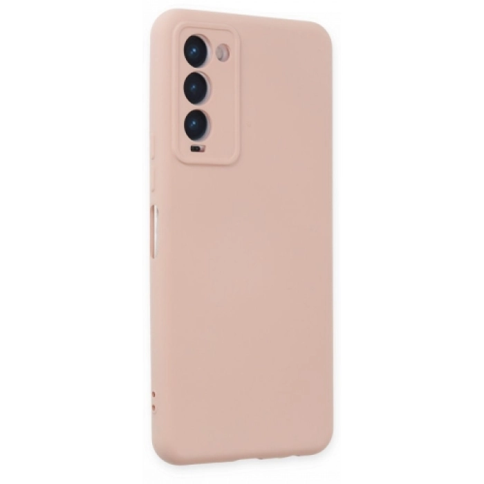 Tecno Camon 18 Kılıf İçi Kadife İnci Esnek Kamera Korumalı Silikon Kapak - Pudra