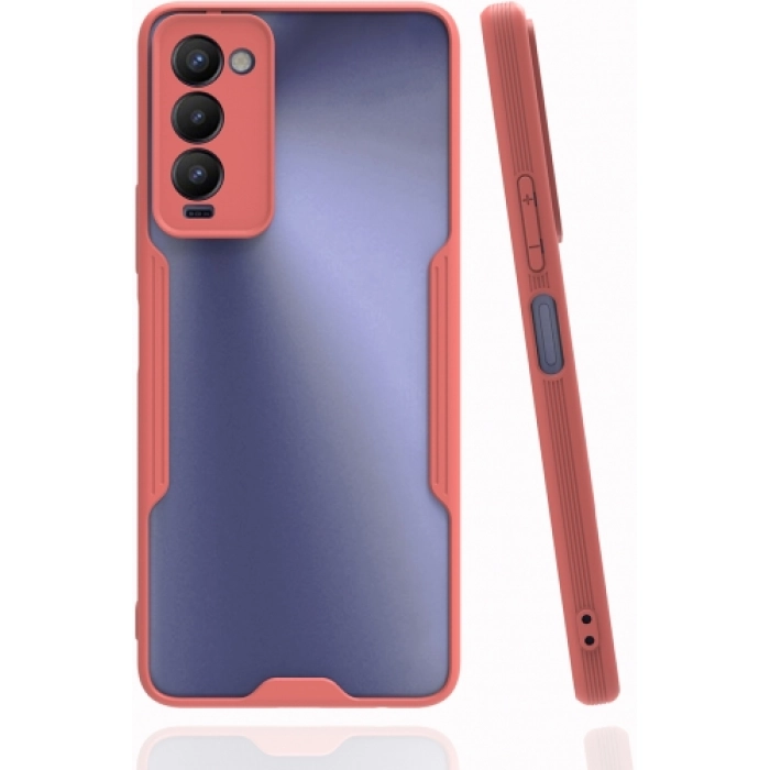 Tecno Camon 18 Kılıf Renkli Silikon Kamera Lens Korumalı Şeffaf Parfe Kapak - Pembe