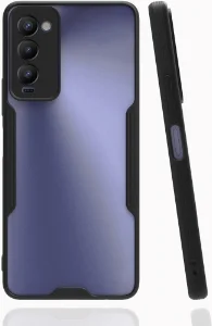Tecno Camon 18 Kılıf Renkli Silikon Kamera Lens Korumalı Şeffaf Parfe Kapak - Siyah