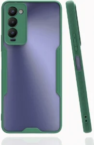 Tecno Camon 18 Kılıf Renkli Silikon Kamera Lens Korumalı Şeffaf Parfe Kapak - Yeşil