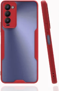 Tecno Camon 18T Kılıf Renkli Silikon Kamera Lens Korumalı Şeffaf Parfe Kapak - Kırmızı