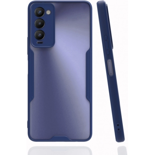 Tecno Camon 18T Kılıf Renkli Silikon Kamera Lens Korumalı Şeffaf Parfe Kapak - Lacivert